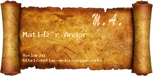 Matlár Andor névjegykártya